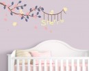 Branch with Birds Leaves Flowers Customized Name Nursery Customized Stickers